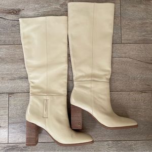 Sam Edelman eggshell leather knee high boots